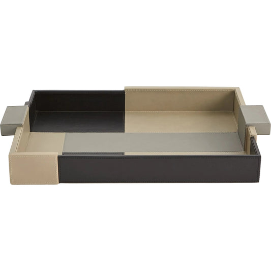 Piet Tri-Color Tray by Global Views in leather. Made from unique in a unique style.