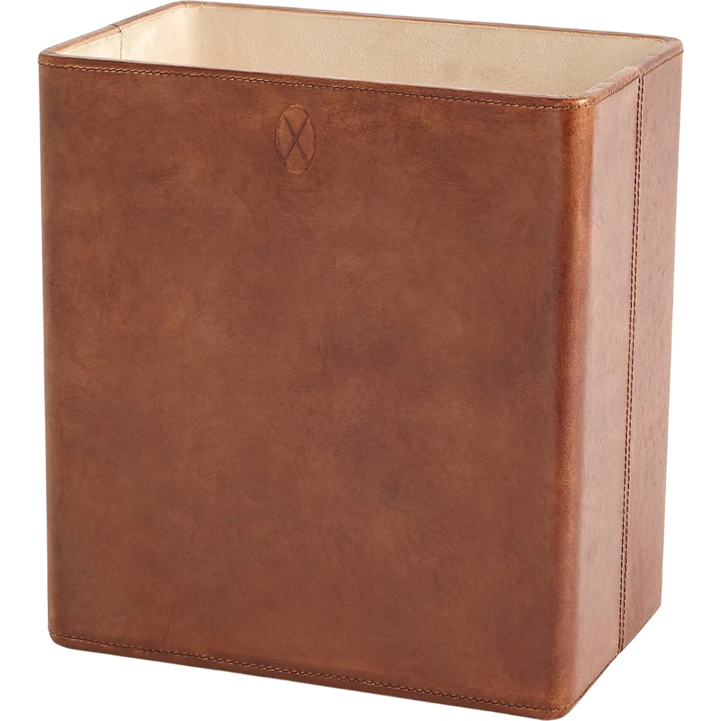 001 SI-2324385 | Primary Silo | Signature Tobacco Wastebasket by Global Views in tobacco and leather. Made from unique in a traditional style.