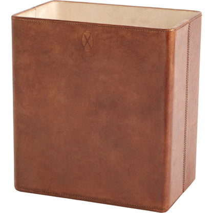 Signature Tobacco Wastebasket by Global Views in tobacco and leather. Made from unique in a traditional style.