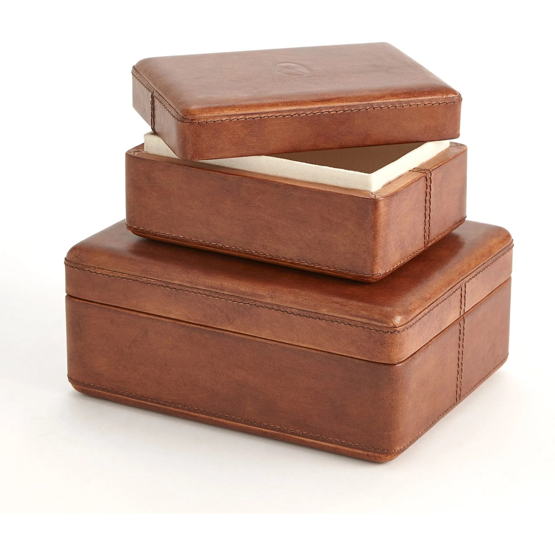 Signature Tobacco Covered Box by Global Views in tobacco and leather. Made from unique in a traditional style.