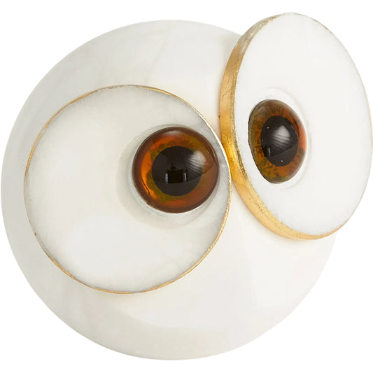 Alabaster Big Eyed Owl by Global Views in natural. Made from alabaster in a unique style.