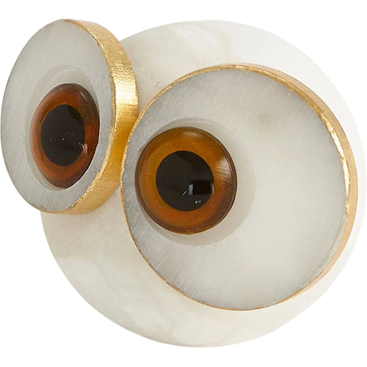 Alabaster Big Eyed Owl by Global Views in natural. Made from alabaster in a unique style.