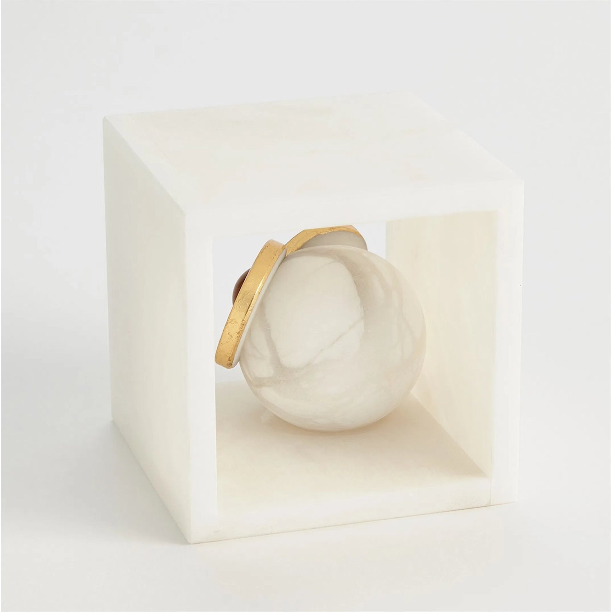 Alabaster Big Eyed Owl in Cube by Global Views in alabaster and gold. Made from unique in a eclectic & global style.