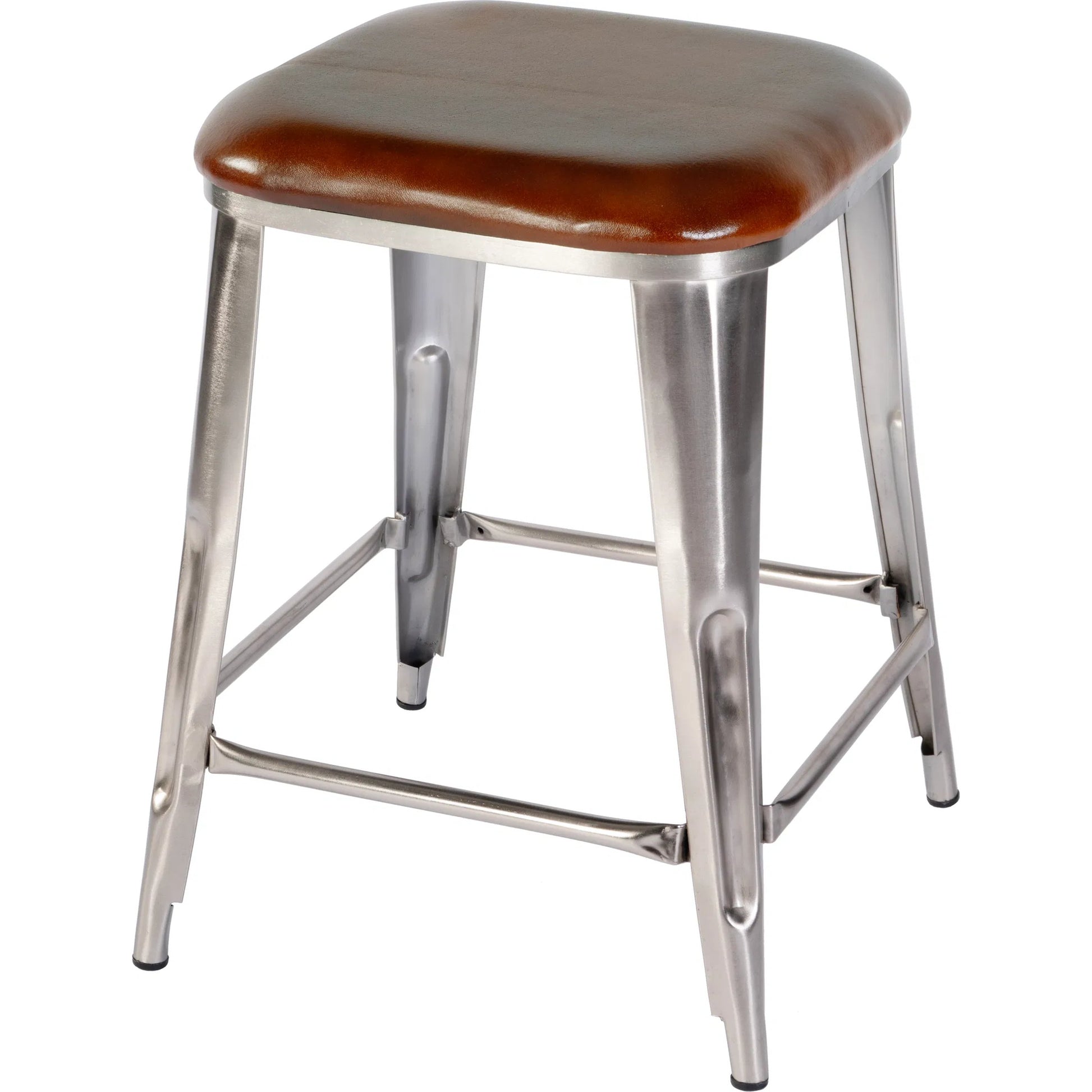 Eastham Counter Stool by Butler Specialty Company in brown leather. Made from iron, leather, engineered wood in a traditional style.