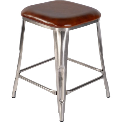 Eastham Counter Stool by Butler Specialty Company in brown leather. Made from iron, leather, engineered wood in a traditional style.