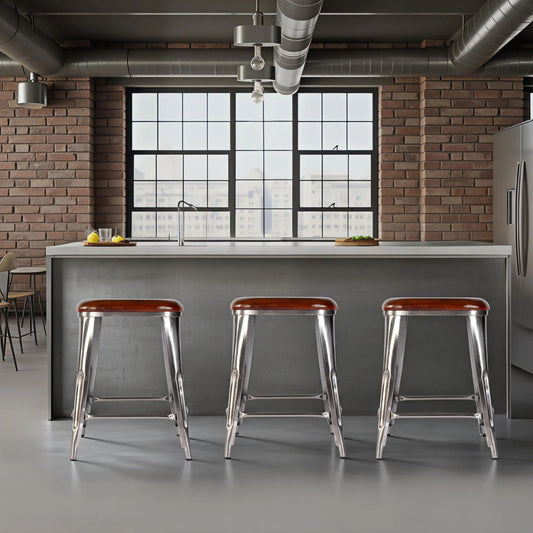 Eastham Counter Stool by Butler Specialty Company in brown leather. Made from iron, leather, engineered wood in a unique style.