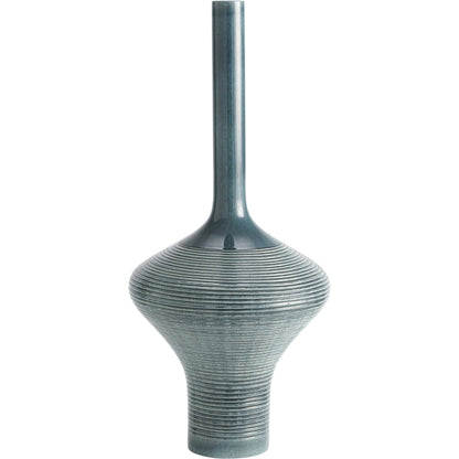 Ridged Bottle by Global Views in azure. Made from ceramic in a eclectic & global style.