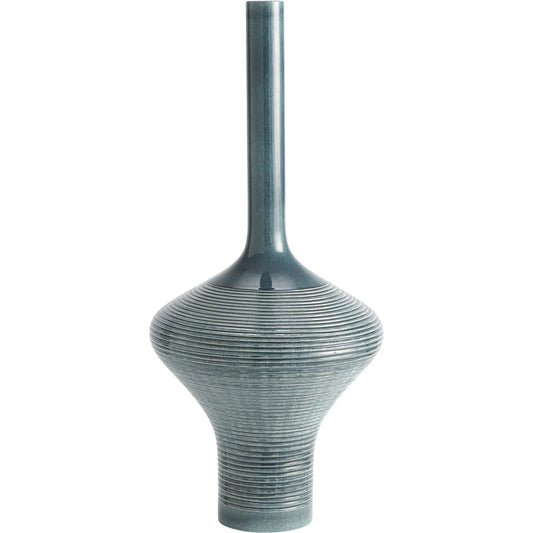 Ridged Bottle by Global Views in azure. Made from ceramic in a eclectic & global style.