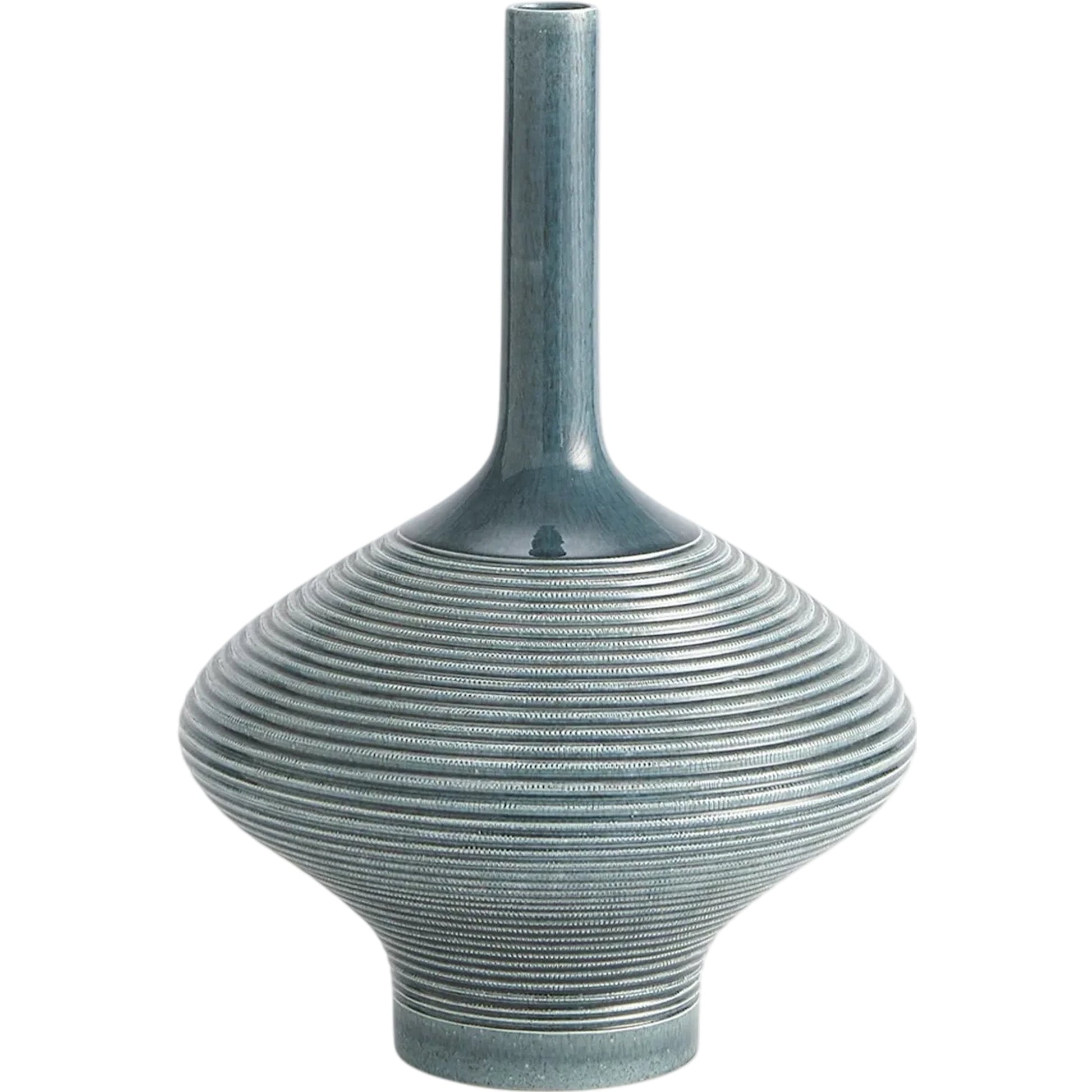 Ridged Bottle by Global Views in azure. Made from ceramic in a eclectic & global style.