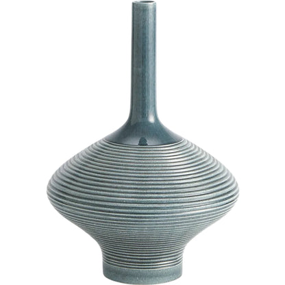Ridged Bottle by Global Views in azure. Made from ceramic in a eclectic & global style.