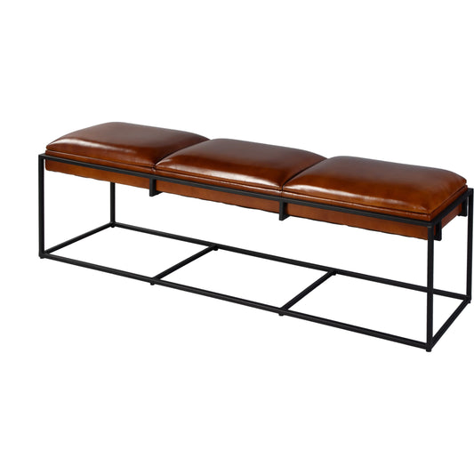 Kane Accent Bench by Butler Specialty Company in brown leather. Made from iron, leather, engineered wood in a unique style.