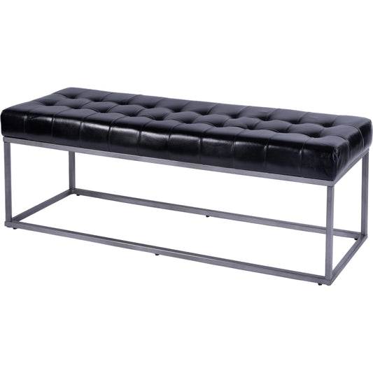 Knox Accent Bench by Butler Specialty Company in black leather. Made from iron, leather, engineered wood in a traditional style.