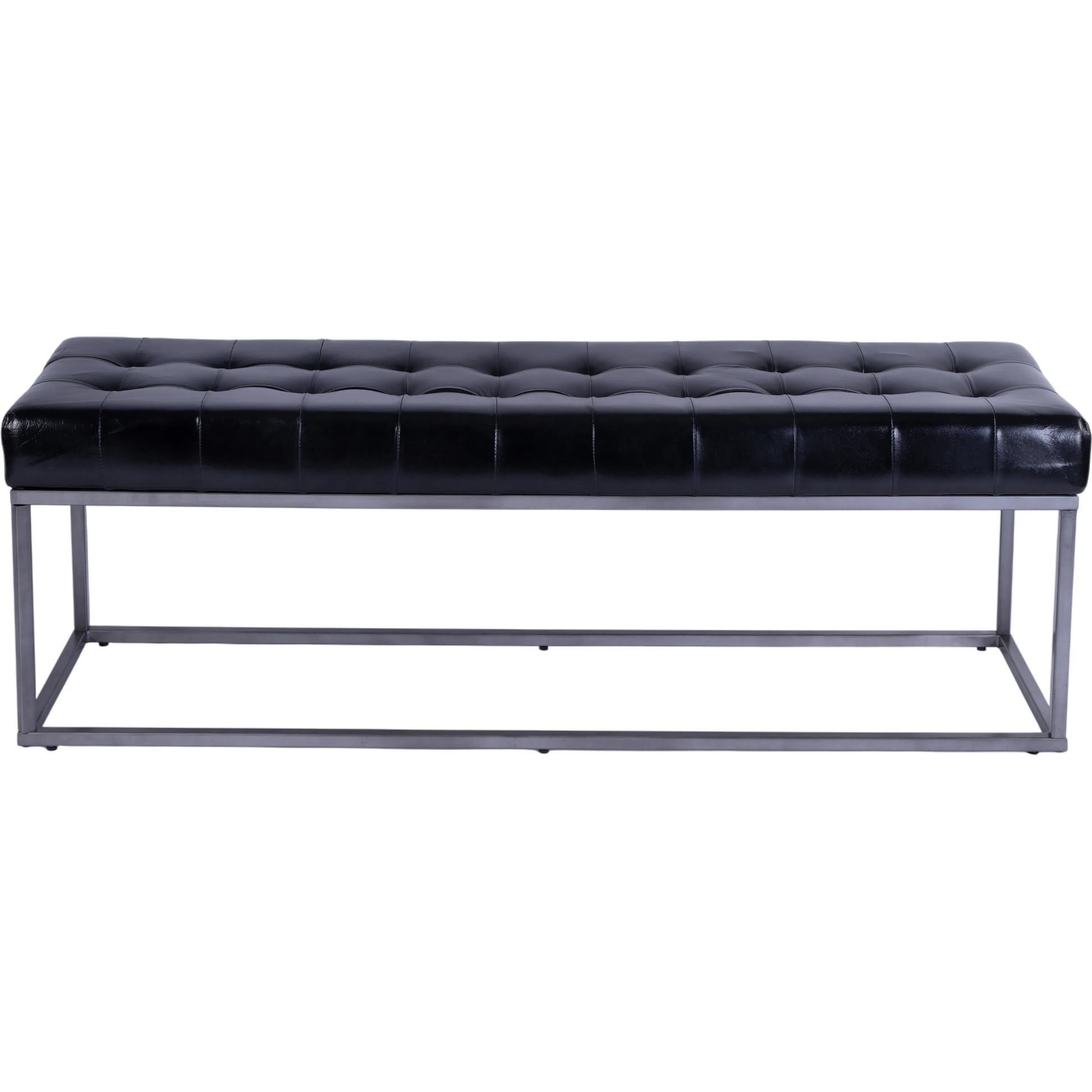 Knox Accent Bench by Butler Specialty Company in black leather. Made from iron, leather, engineered wood in a traditional style.
