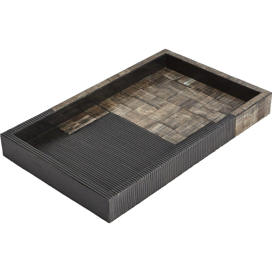 Gilles Ribbed Horn/Resin Tray by Global Views. Made from mdf, buffalo horn, resin in a modern style.