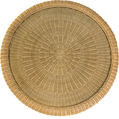 Flora Dining Table by Butler Specialty Company in natural rattan. Made from rattan, misc wood, plywood, clear glass in a rustic style.