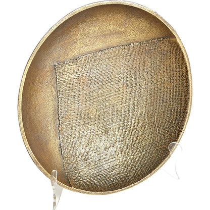 Linen Medium Round Tray by Global Views in sand and brass. Made from unique in a modern style.