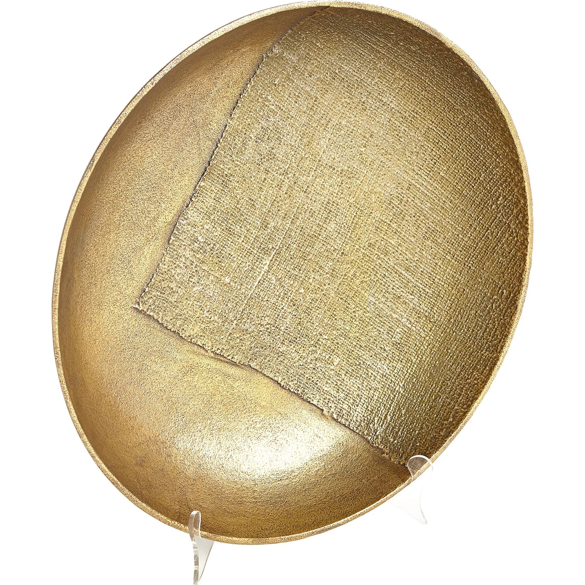 Linen Large Round Tray by Global Views in sand and brass. Made from unique in a modern style.