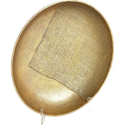Linen Large Round Tray by Global Views in sand and brass. Made from unique in a modern style.