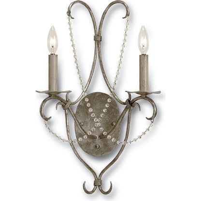 Crystal Lights Wall Sconce by Currey and Company. Made from wrought iron, crystal in a traditional style.