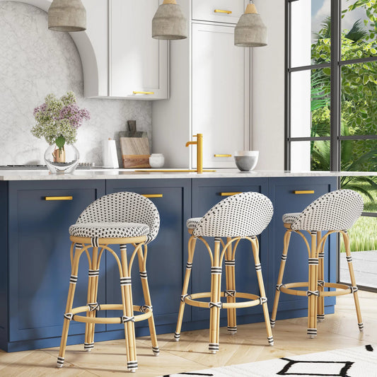 Inez Counter Stool by Butler Specialty Company. Made from rattan, polyurethane synthetic rattan in a unique style.