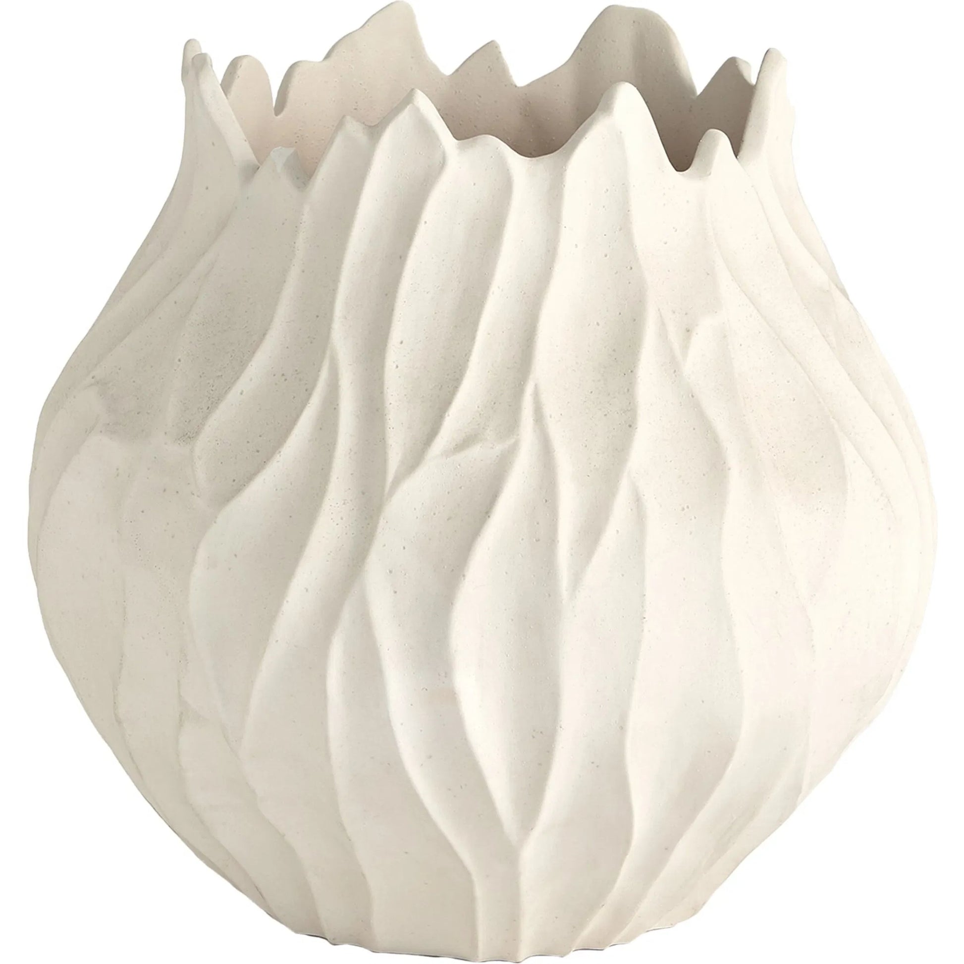 Bloom Round Vase by Global Views in matte white. Made from unique in a modern style.