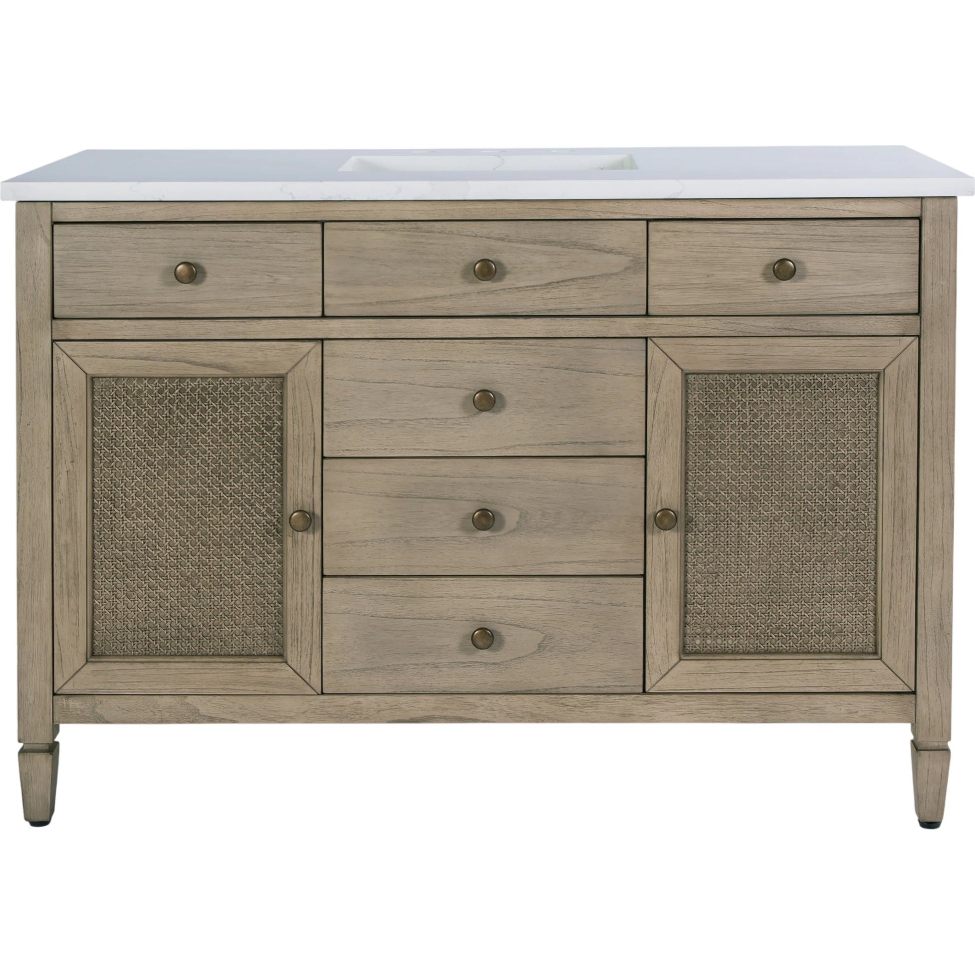 Flagstaff Bathroom Vanity by Butler Specialty Company in desert sand. Made from mdf, mindi, quartz, pine, ceramic, plywood, composite wood, veneer in a transitional style.