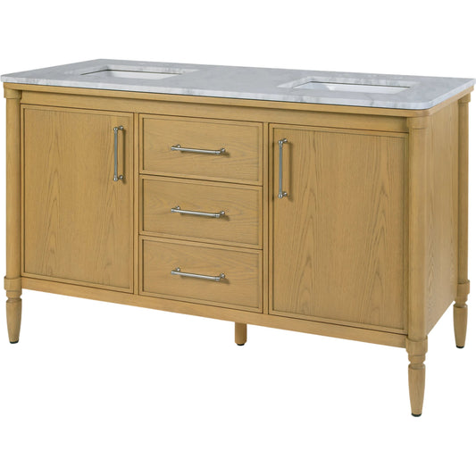 Bianca Bathroom Vanity by Butler Specialty Company in light oak. Made from mdf, eucalyptus, marble, pine, ceramic, plywood, composite wood, veneer in a transitional style.