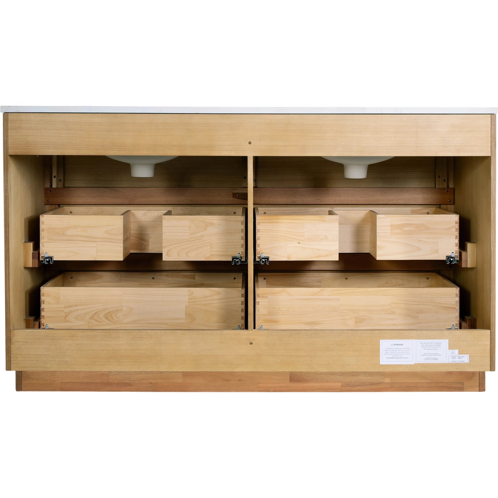 Brady Bathroom Vanity by Butler Specialty Company in light natural. Made from mdf, eucalyptus, quartz, pine, ceramic, plywood, composite wood, veneer in a unique style.