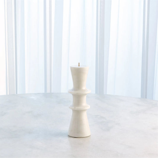 Double Flair White Candle Stand by Global Views in white and marble. Made from unique in a modern style.