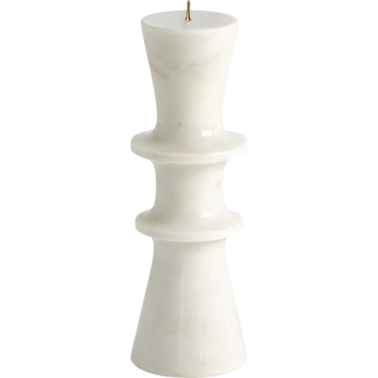Double Flair White Candle Stand by Global Views in white and marble. Made from unique in a modern style.