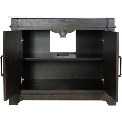Maurice Bathroom Vanity by Butler Specialty Company in chocolate. Made from mdf, oak, quartz, acacia, ceramic, plywood, composite wood, veneer in a traditional style.