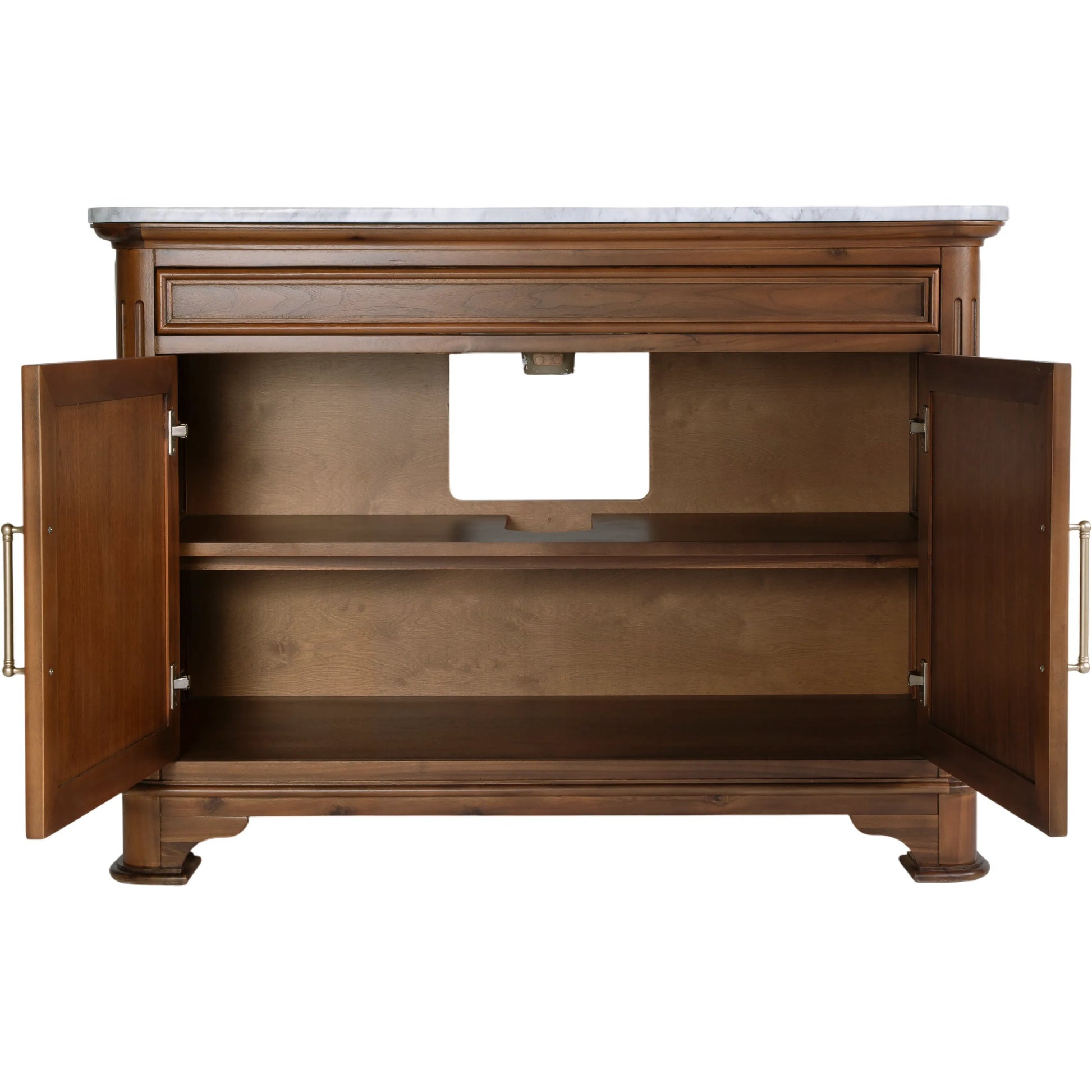 Colorado Bathroom Vanity by Butler Specialty Company in natural walnut. Made from mdf, acacia, marble, ceramic, plywood, walnut veneer in a unique style.