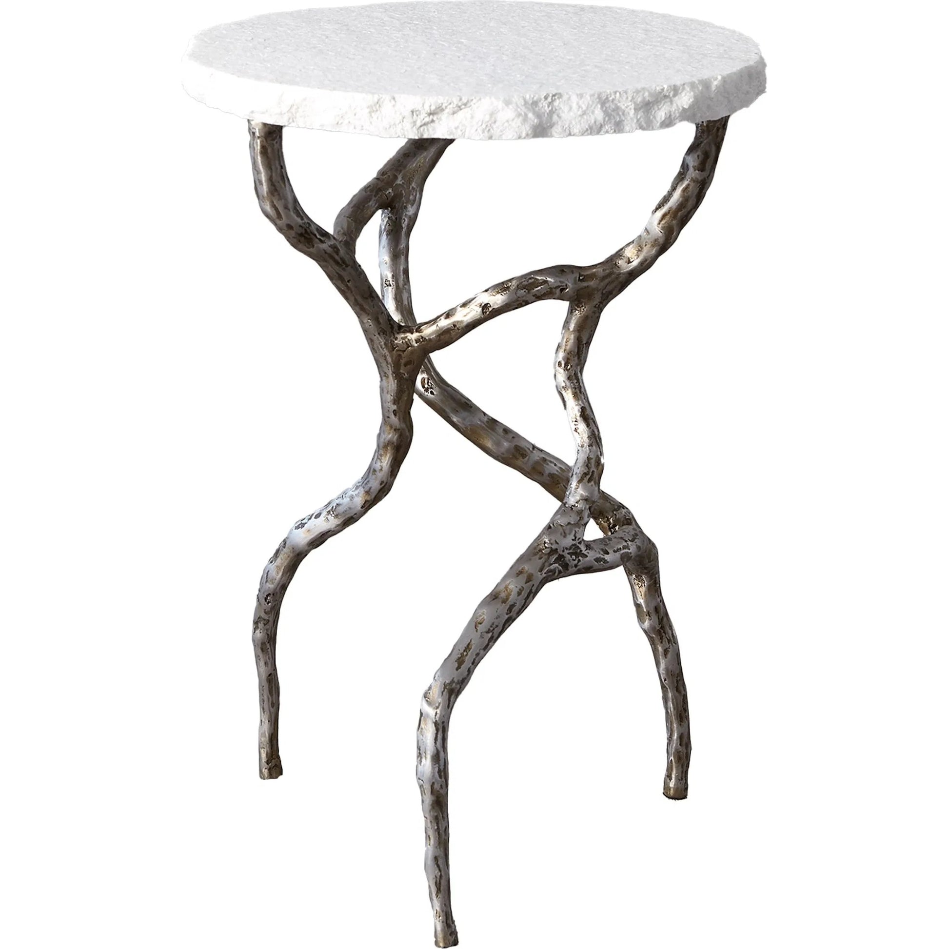 Root Table by Global Views. Made from cast iron, iron, honed white marble in a modern style.