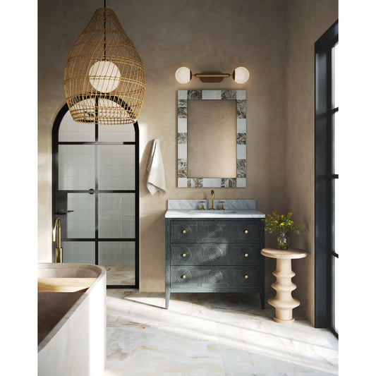 Barbican Double-Light Wall Sconce by Currey and Company. Made from metal, glass in a modern style.