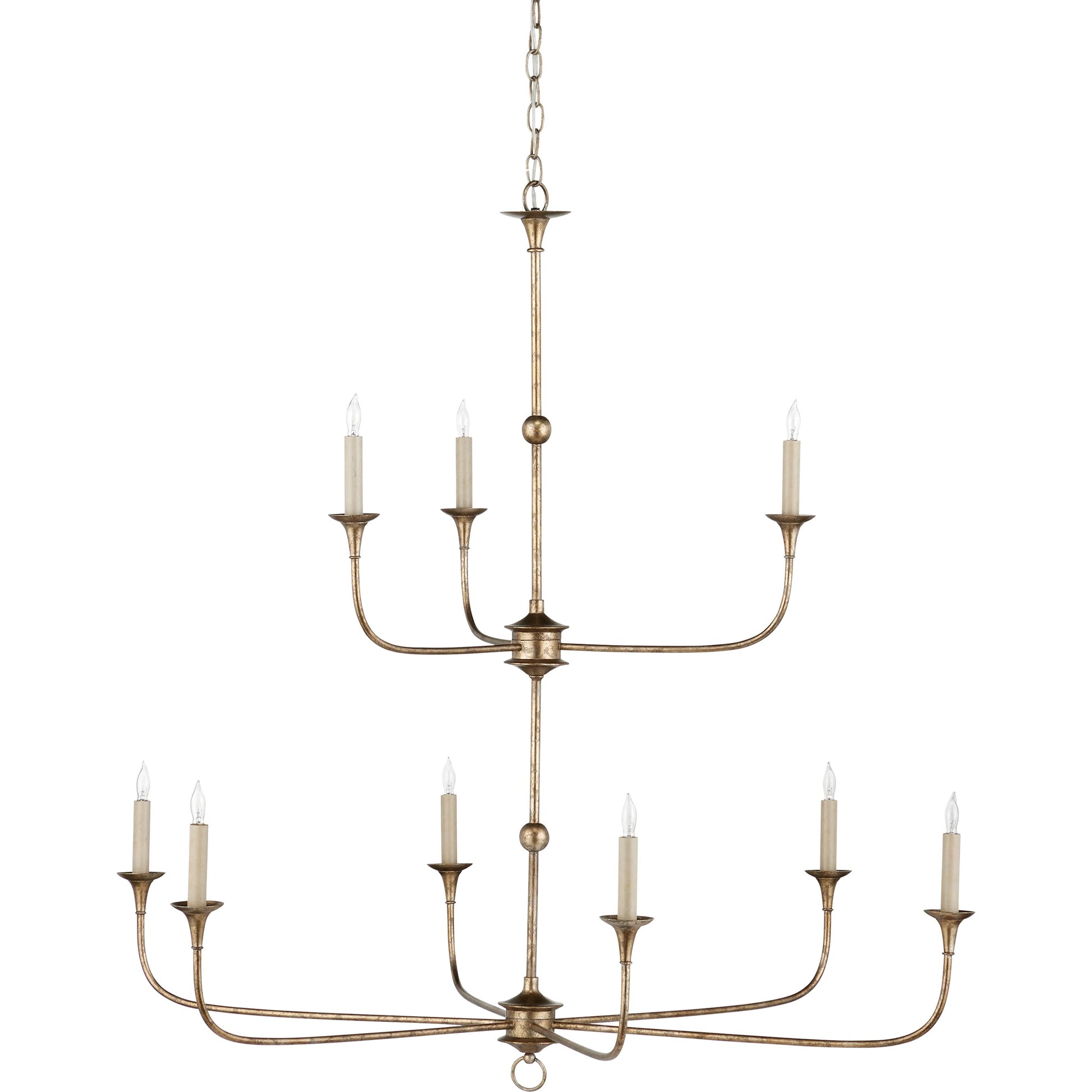 Nottaway Two-Tier Chandelier by Currey and Company. Made from wrought iron in a traditional style.