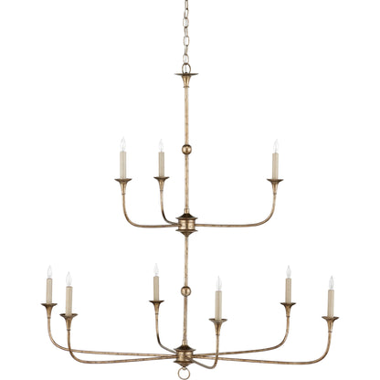 Nottaway Two-Tier Chandelier by Currey and Company. Made from wrought iron in a traditional style.