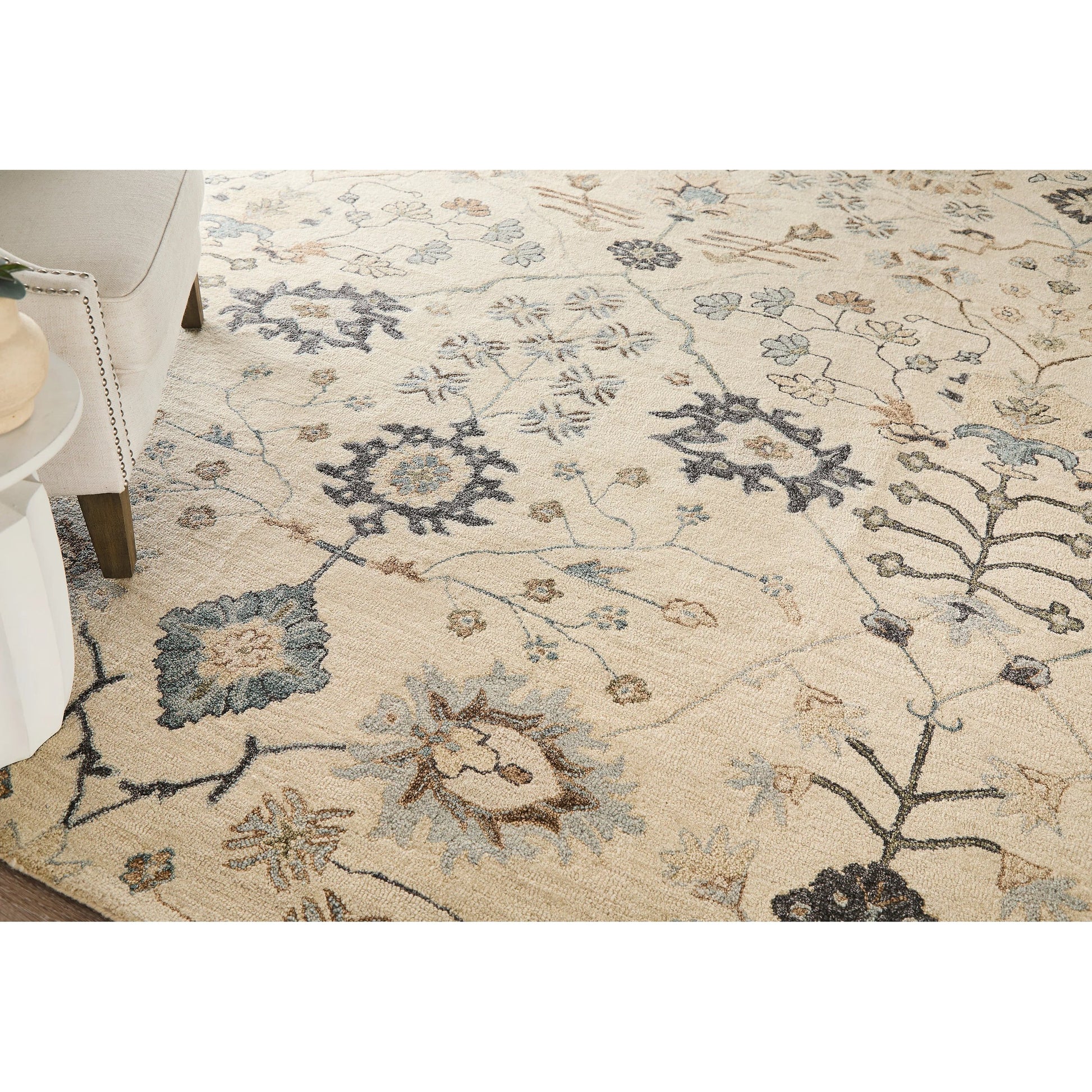 Springfield Transitional & Botanical SPF8A48F Rug by Feizy in ivory, tan, gray. Made from wool in a unique style.