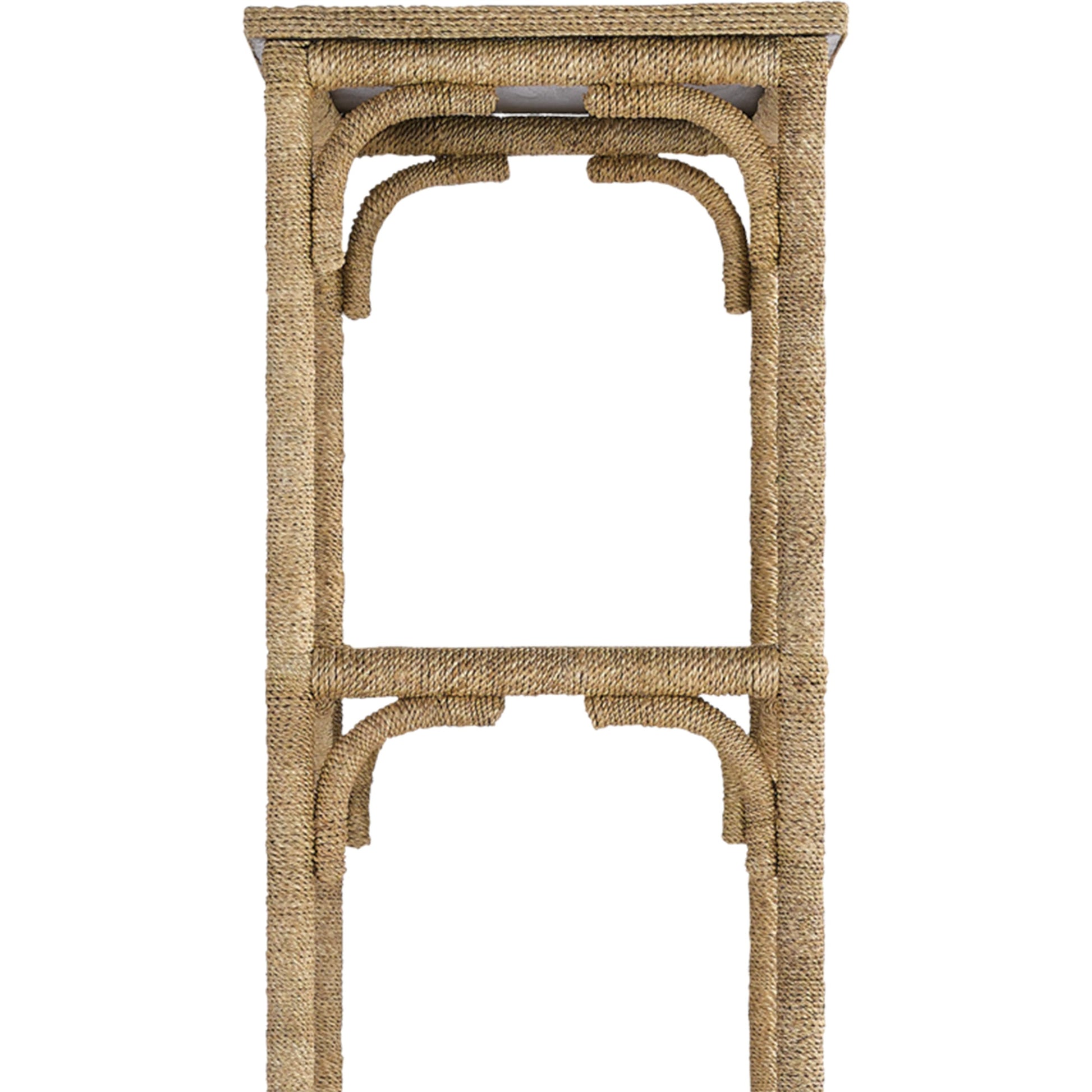 Olisa Etagere by Currey and Company in natural abaca rope, washed wood. Made from abaca rope, metal, engineered wood, rattan in a eclectic & global style.