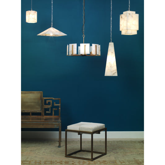Borealis Cube Pendant by Jamie Young in alabaster. Made from alabaster in a modern style.