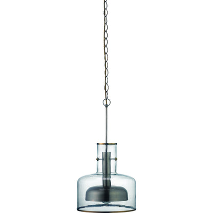 Clyde Pendant by Jamie Young in clear with gun metal. Made from glass in a modern style.