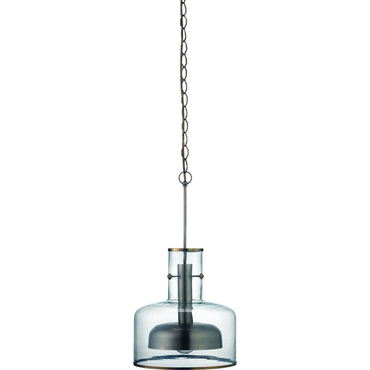 Clyde Pendant by Jamie Young in clear with gun metal. Made from glass in a modern style.