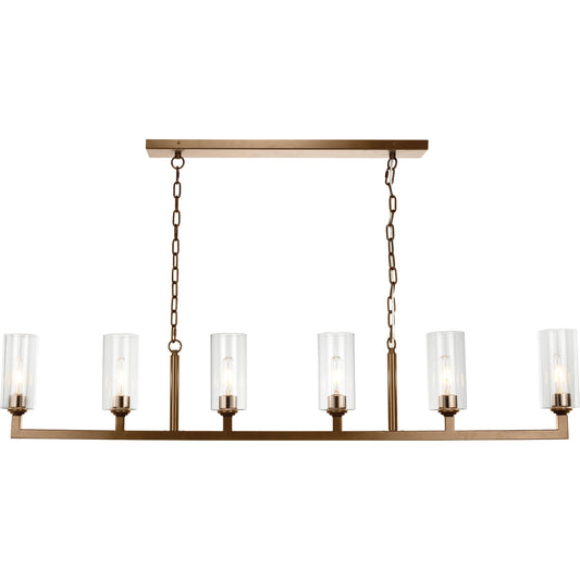 Linear Chandelier by Jamie Young. Made from steel, glass in a rustic style.