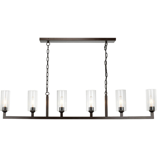 Linear Chandelier by Jamie Young. Made from steel, glass in a rustic style.