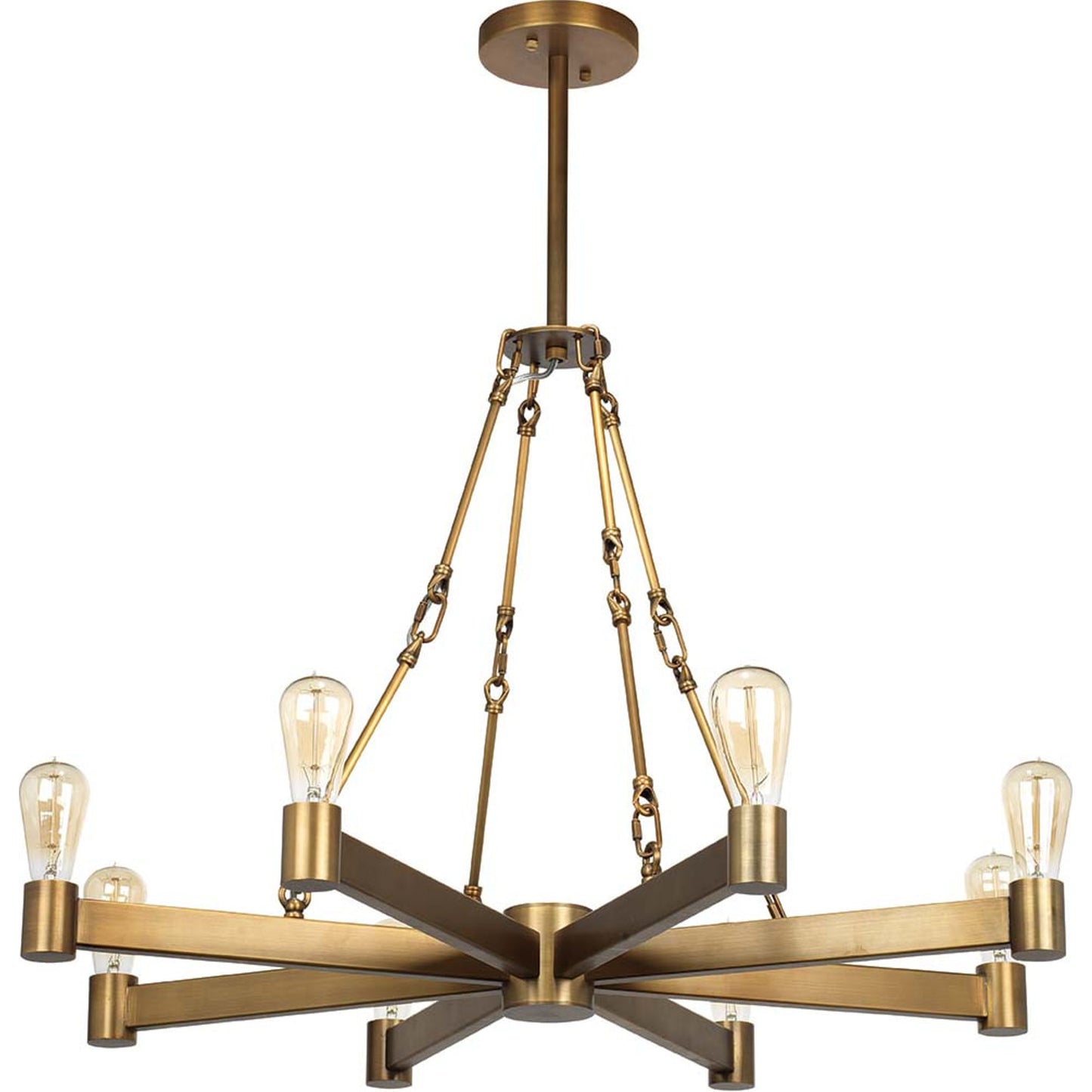 003 SR-819697 | Closeup | Manchester Chandelier by Jamie Young in antique brass. Made from steel in a modern style.