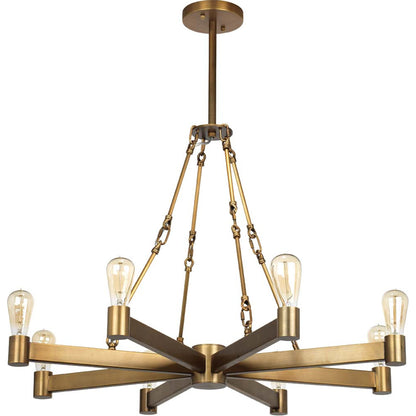 Manchester Chandelier by Jamie Young in antique brass. Made from steel in a modern style.