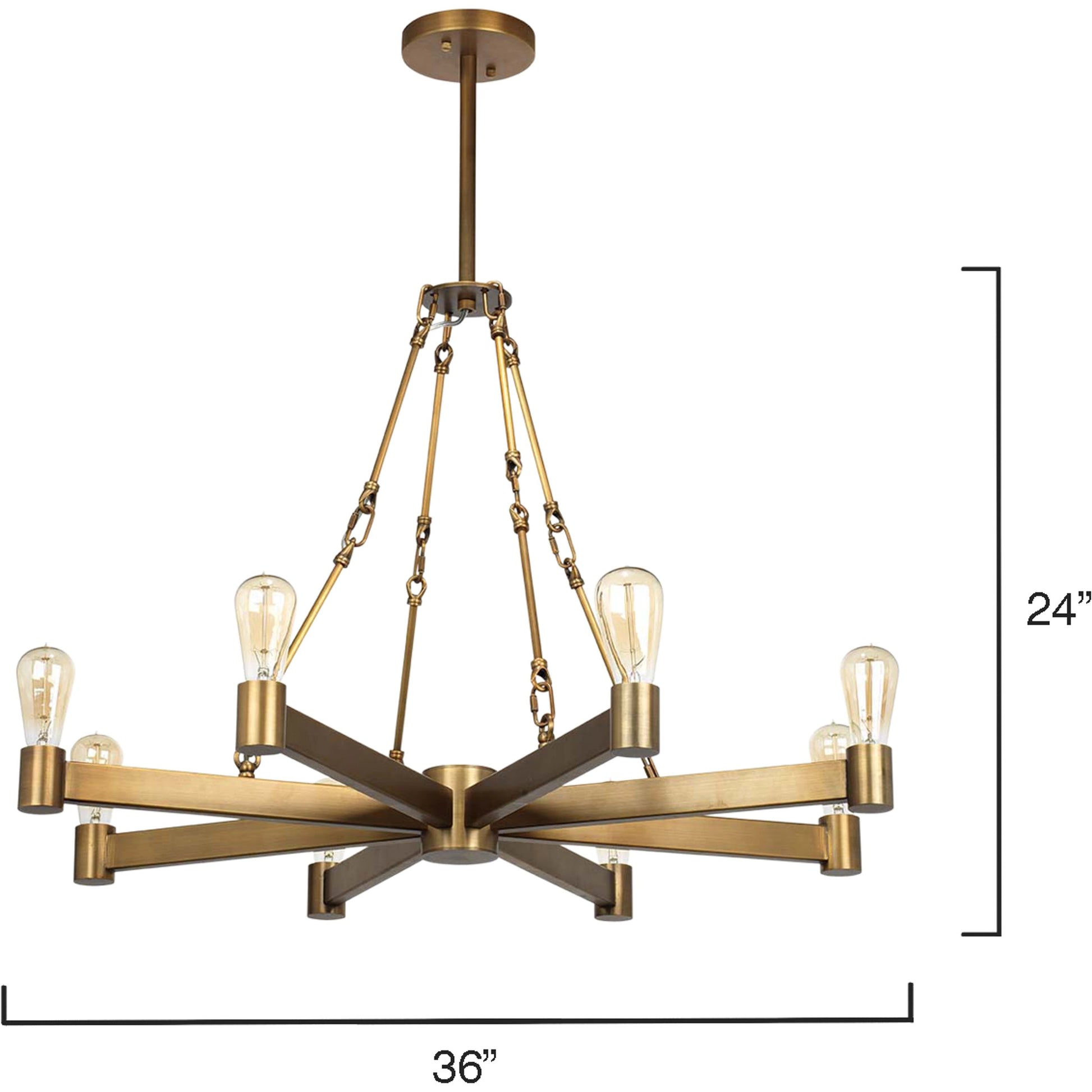 Manchester Chandelier by Jamie Young in antique brass. Made from steel in a modern style.