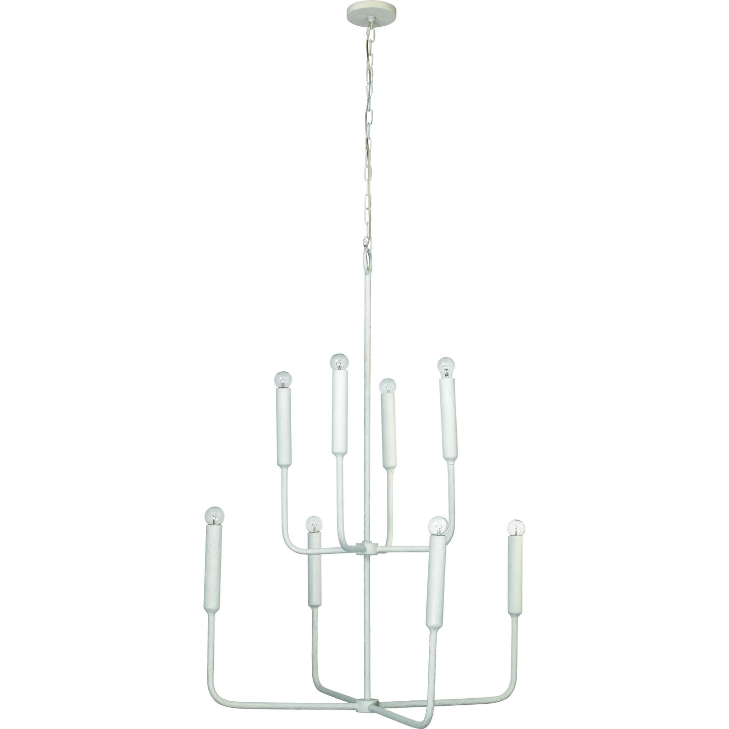 001 SR-708000 | Primary Silo | Mercer Chandelier by Jamie Young in white gesso. Made from steel in a modern style.