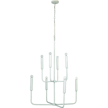 Mercer Chandelier by Jamie Young in white gesso. Made from steel in a modern style.