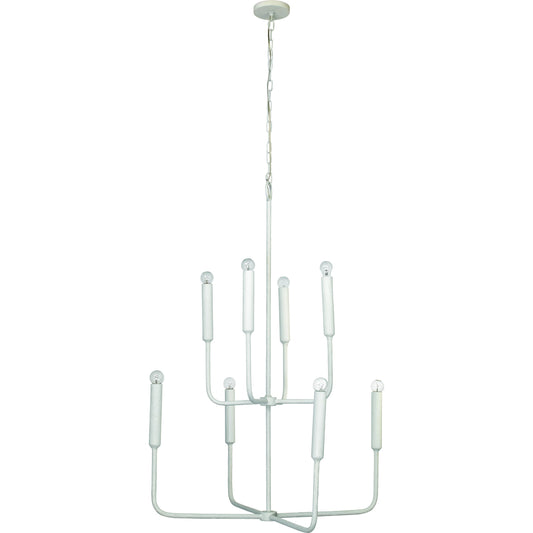 Mercer Chandelier by Jamie Young in white gesso. Made from steel in a modern style.