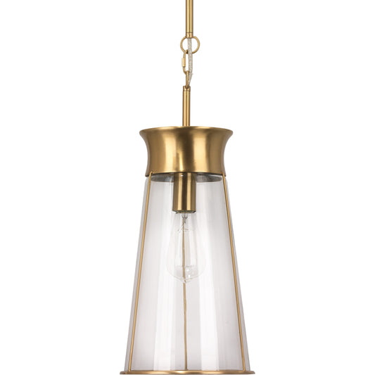Nara Pendant by Jamie Young in clear glass, antique brass. Made from glass, brass in a modern style.